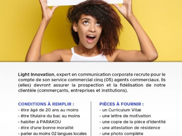 Recrutement d'agents commerciaux chez Light Innovation