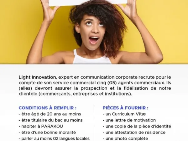 Recrutement d'agents commerciaux chez Light Innovation