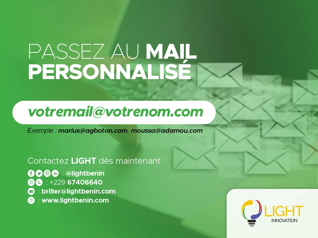 Créez vos adresses emails personnalisées dès maintenant avec Light Innovation.