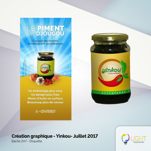 Création d’une bâche et d’une étiquette pour Yinkou
